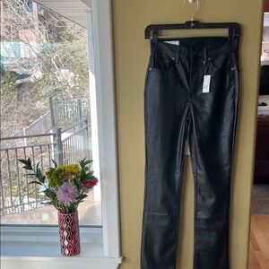 NWT GAP Black Vintage Slim High Rise Faux Leather Trousers